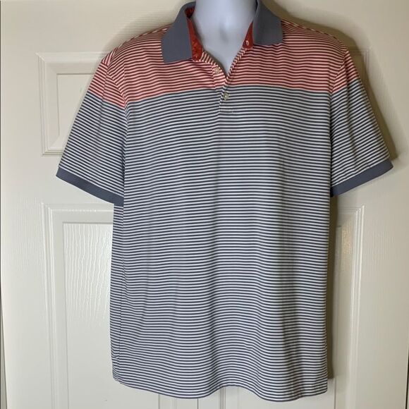 MURANO, slim fit, performance XL, Striped Polo Shirt - Red and Blue - Picture 1 of 9